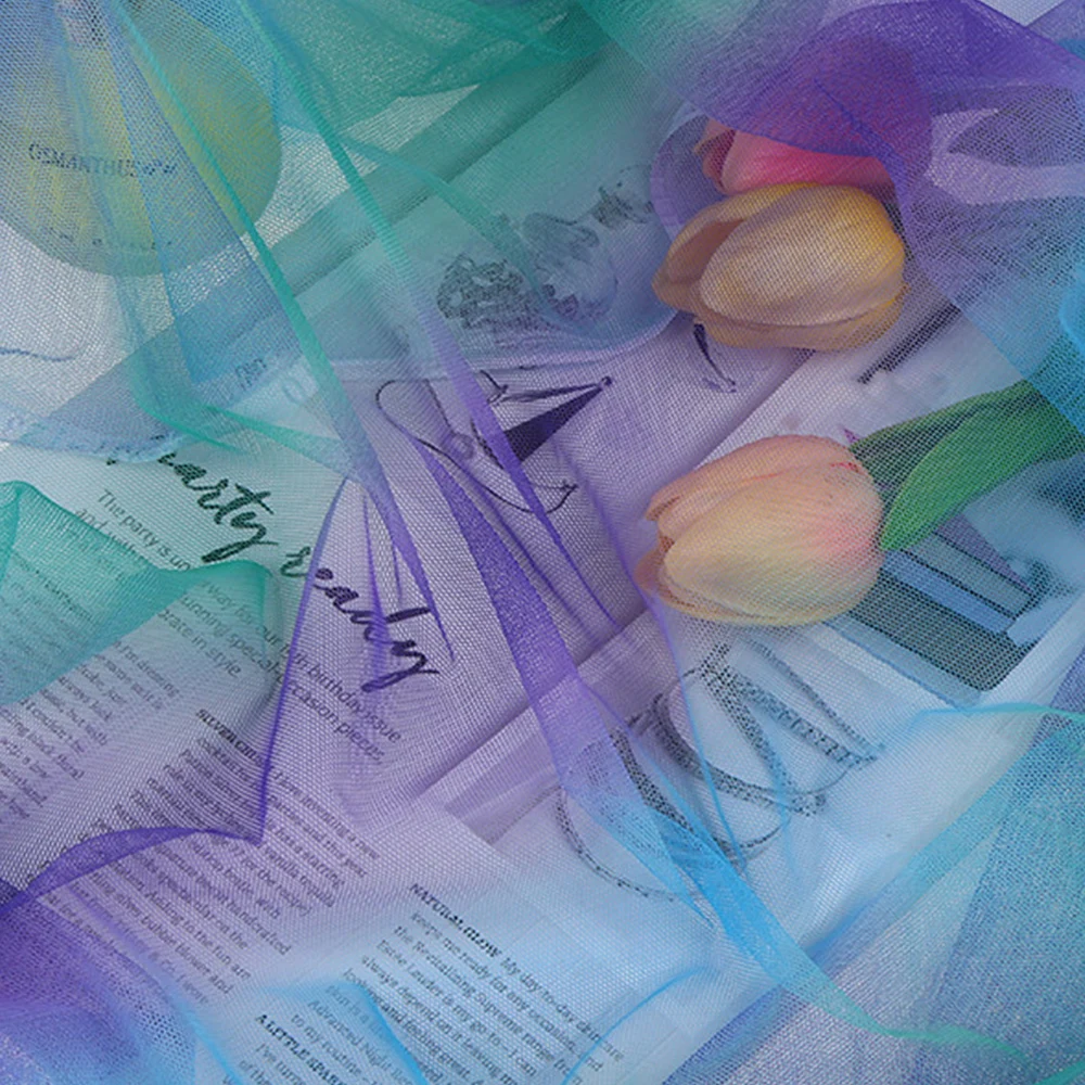 Радужная сетчатая пряжа 1 метр ткань градиентная детское платье юбка сделай сам