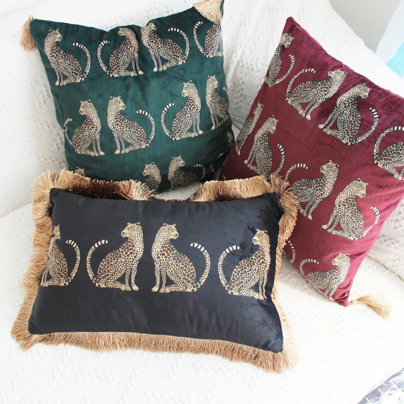Леопардовая кисточка мягкая бархатная Талия прямоугольная квадратная наволочка