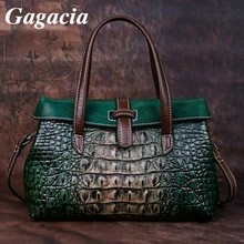 GAGACIA New Genuine Leather Retro Luxury Women Handbags For Female Handmade Shoulder Bag Alligator Personalized Women Bags 2022