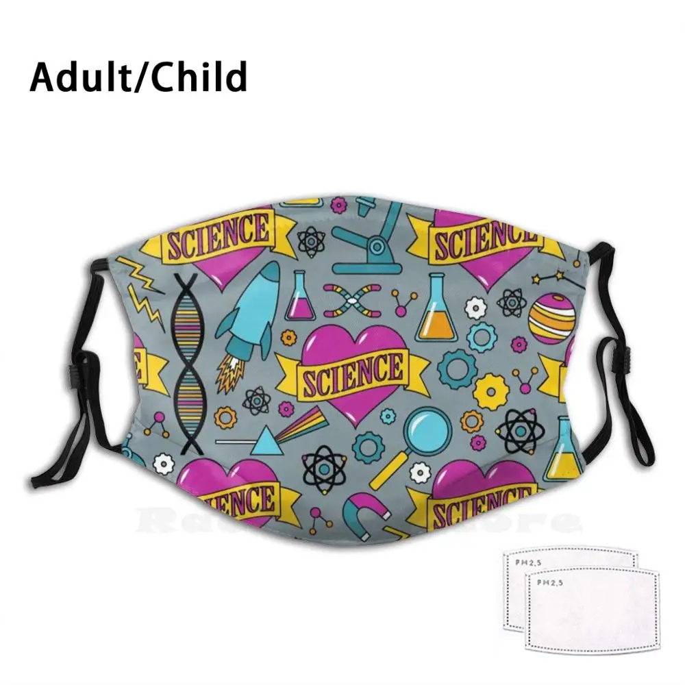 

Scientific Tattoos Funny Print Reusable Pm2.1225 Filter Face Mask Tattoo Science Geek Nerd Scientist Nerdy Geeky Grunge Cool