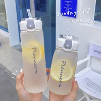 student portable fresh keeping and drop proof plastic cup with straws cute cartoon simple girl water cup men and women hand cup