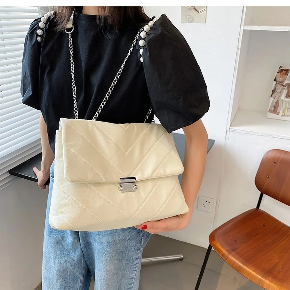 

Brands Quilting Chains Tote Women Shoulder Bag Designer Canvas Crossbody Bags for Women 2021 Large Capacity Messenger Bag Purse