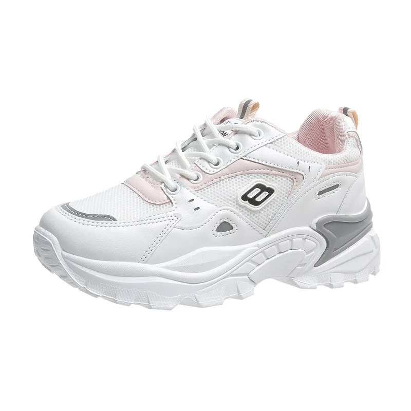 

2021 flat call daily low cut female spot white front lace round toe sneakers