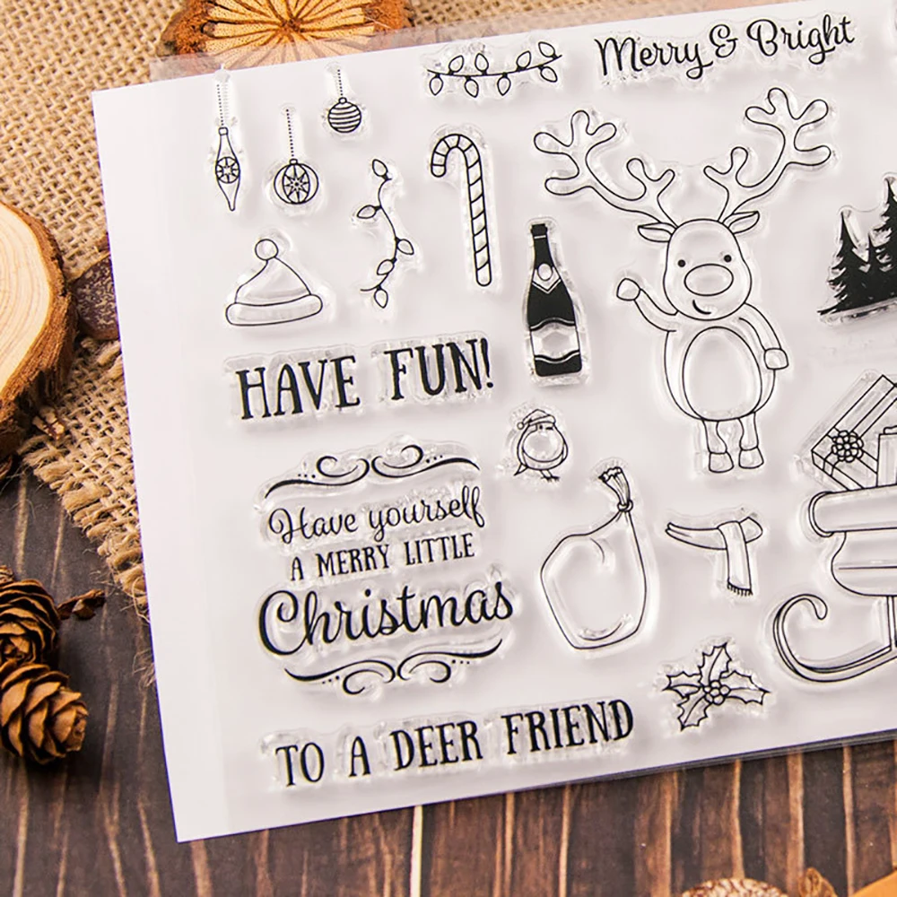DIY олень ясный штамп Рождество прозрачный силиконовый печать лист для