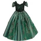Темно-зеленое платье для девочек, платья принцессы для девочек, косплей-костюм для девочек, вечернее платье для девочек