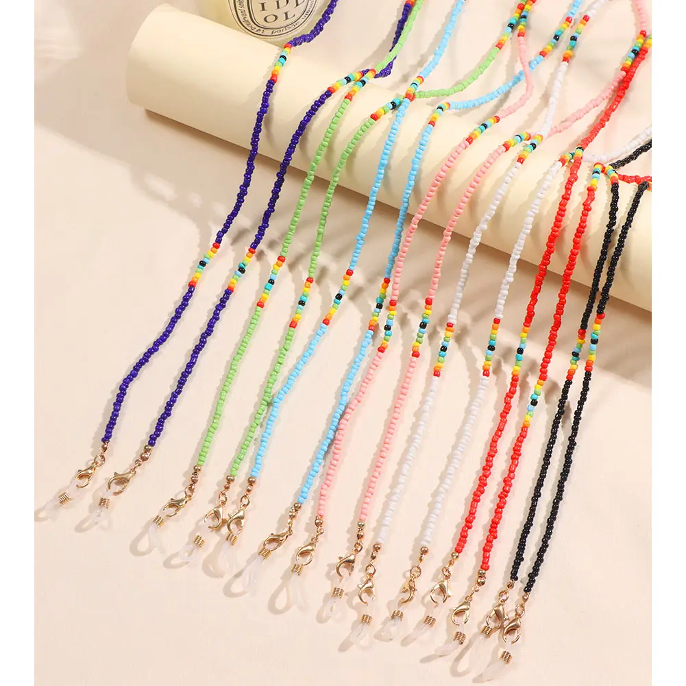 

Flatfoosie Multicolor Beads Glasses Chains Mask Lanyard Straps Women Fashion Beaded Eyeglasses Chain Holder Neck Chain Jewelry