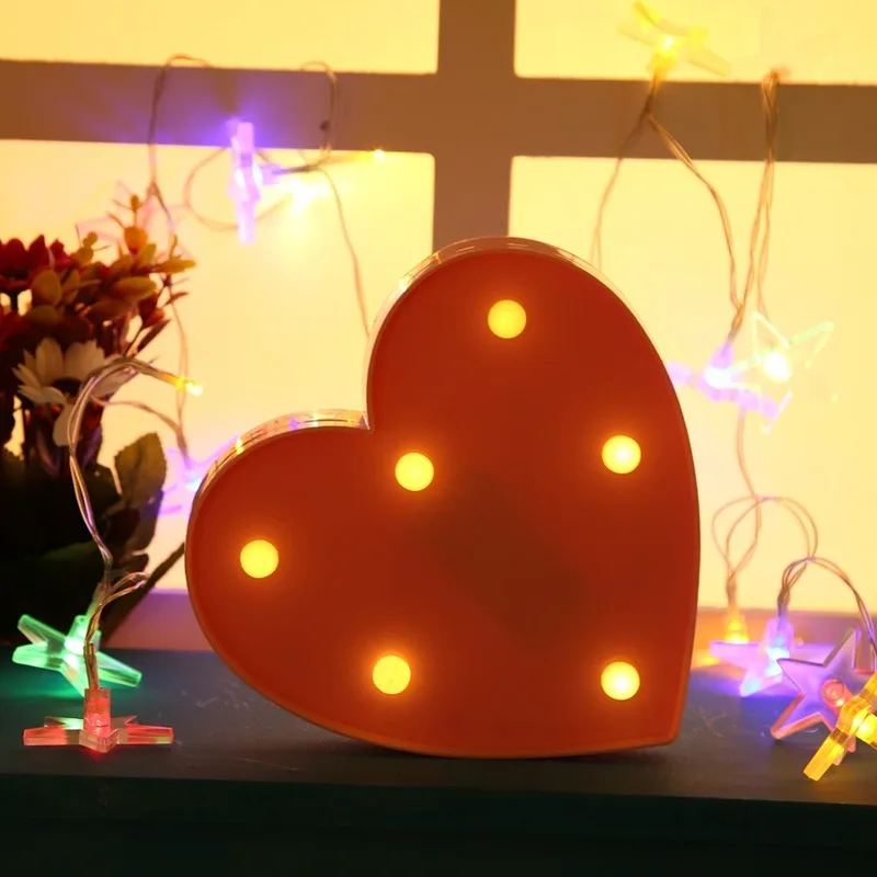 Светодиодный знак загорания света Love Heart для ночного освещения свадьбы дня