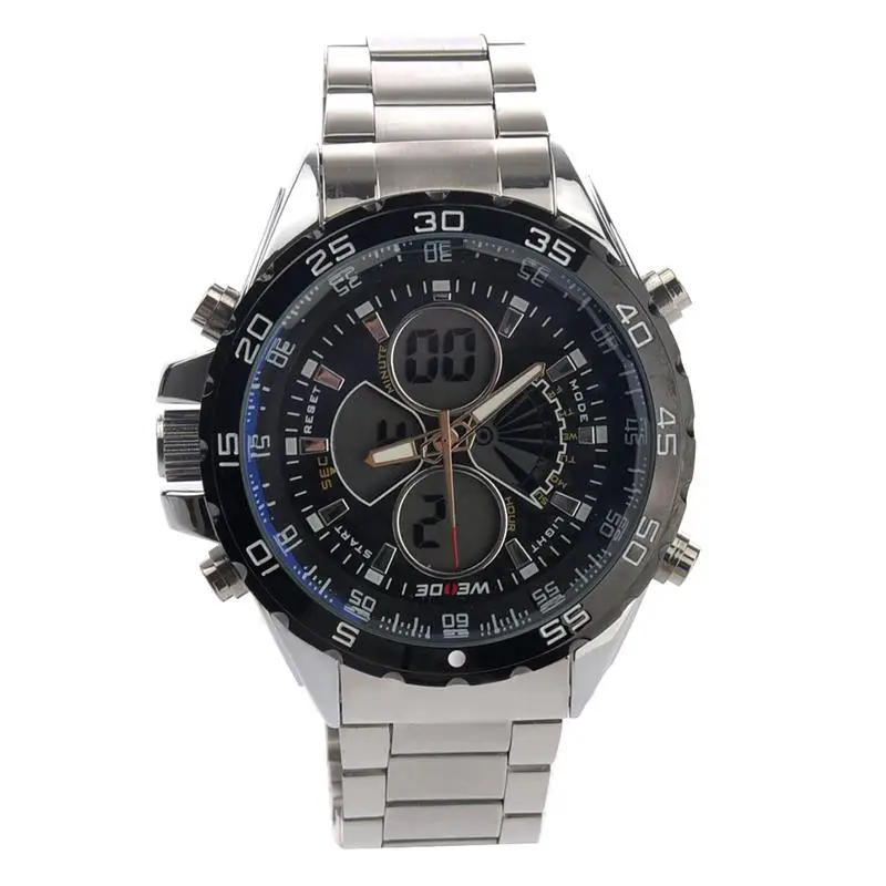 

Weide WH-1103 Waterproof Men's Dual Time Sports Digital LED Quartz Wrist Watch with Date /Week /Alarm (Black)