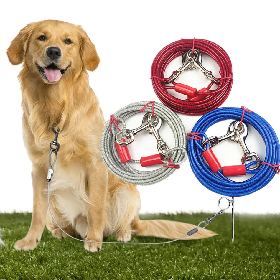

Dog Leash Pet Outdoor Double Hook Extension Wire Rope Pet Traction Rope For Small Medium Large Dog Anti-bite Tie-out Cable Pet