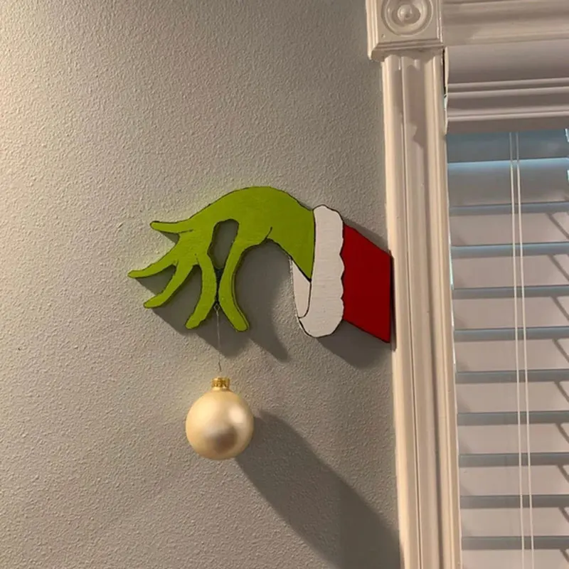 Рождественский вор ручной работы Grinch Ручные украшения Наклейка на стену