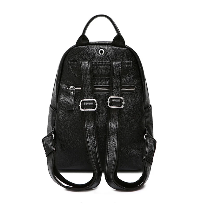 Женский рюкзак из коровьей кожи черный школьный натуральной в европейском стиле