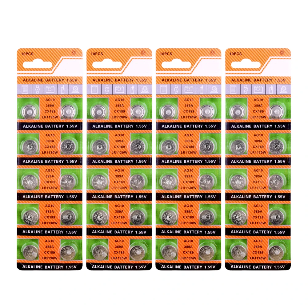

40x LR1130 AG10 V10GA Cell Battery Watch Button Coin 189 389 390 LR54 Battery 40Pcs AG10 G10A SR1130 LR1130 390A D189 Alkaline