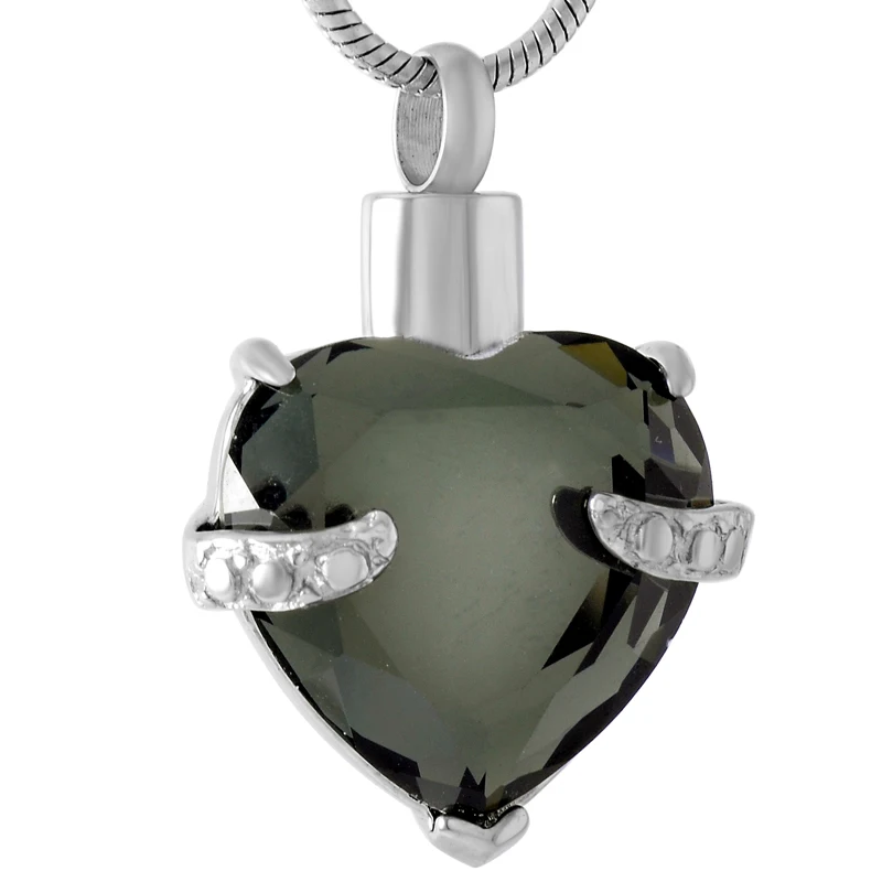 dark green Сердце форма хрусталь камень кулон с пеплом ожерелье s Нержавеющая сталь ожерелье с кремационной урной Keepsake ювелирные изделия с наполнением комплект - Окраска металла: dark green
