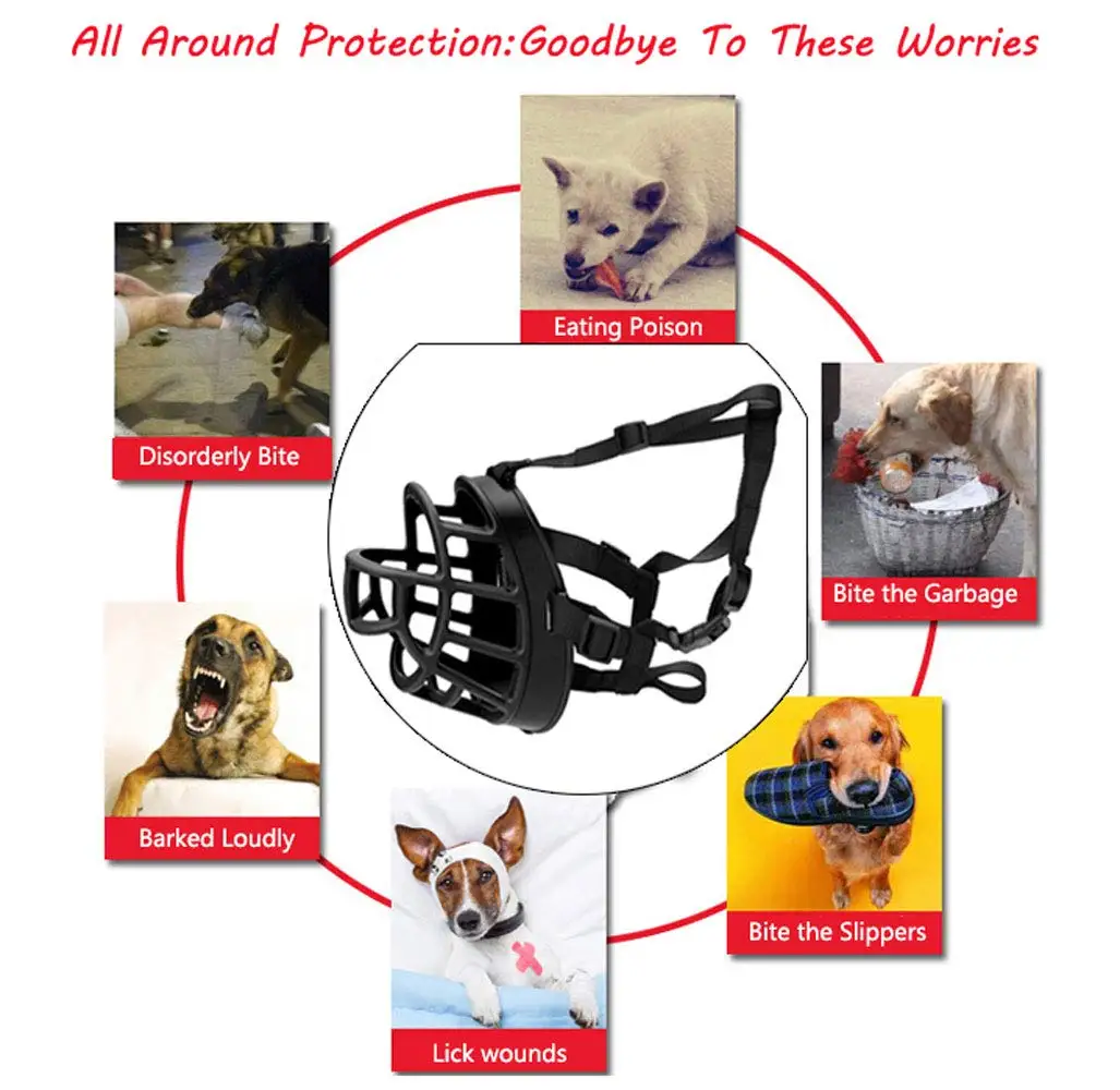 Silicone Basket Dog Muzzle Adjustable Comfy Soft Stop Biting Barking Chewing for Small Medium Large Dogs Prevent | Дом и сад