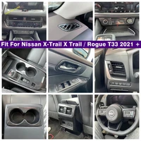 car accessories door bowl air ac gearbox panel cover trim for nissan x trail x trail rogue t33 2021 2022 carbon fiber look