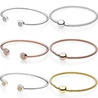 100% родное серебро, базовая застежка с шариком, сетчатый Браслет с подвеской и кристаллом, Открытый Браслет Подходит для Pandora, очаровательные модные украшения сделай сам