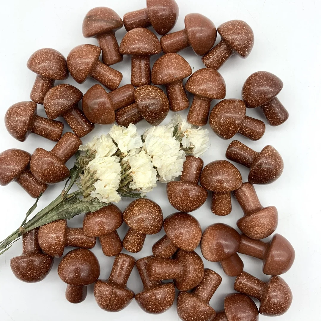 Красивый натуральный золотой песок кристалл в форме гриба полированные