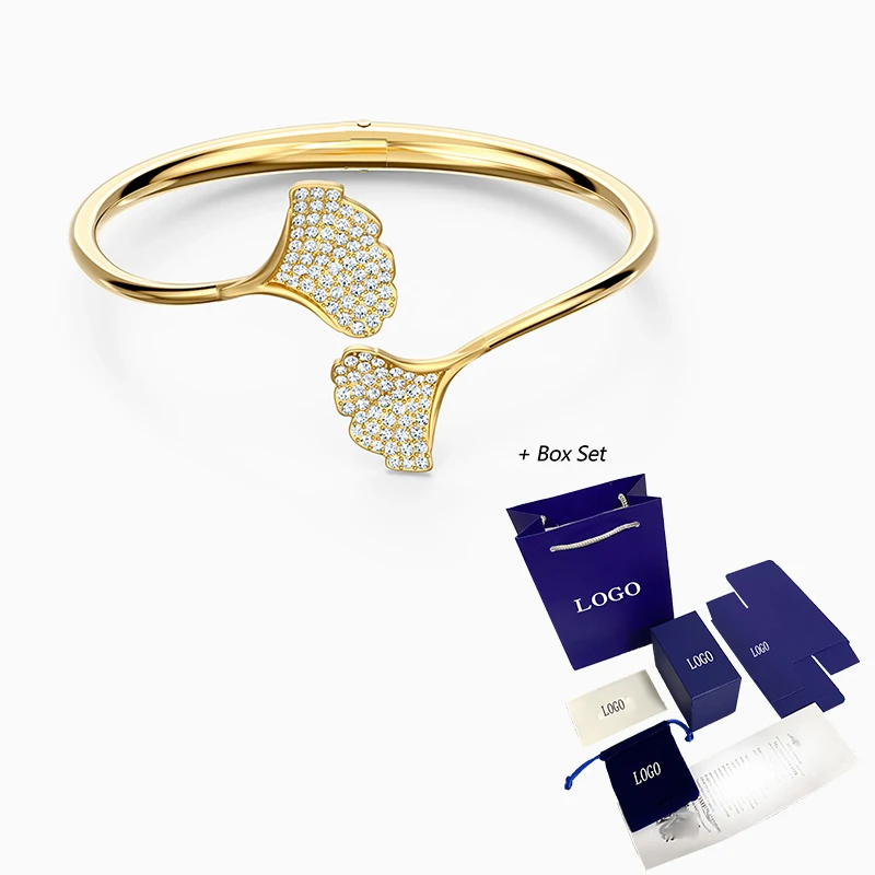 Модный браслет, новый потрясающий браслет GINKO, два изысканных браслета с блестящим кристаллом Ginkgo, бесплатная доставка