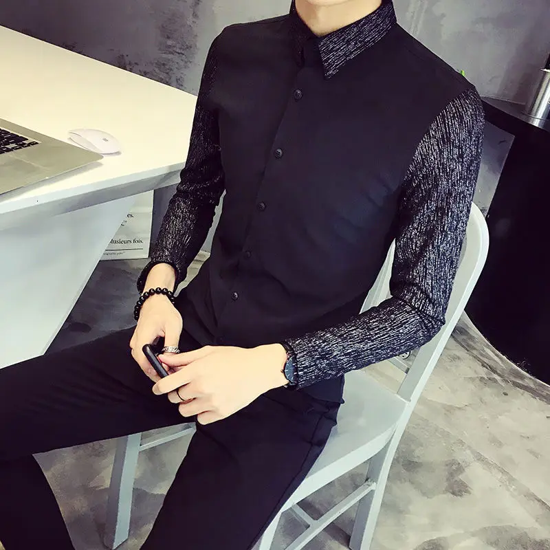

Black White Korean Men Clothes Camisa Hombre Formal Dress Social Summer Shirt Men Short Sleeve Shirt Solid Color Men's Shirt