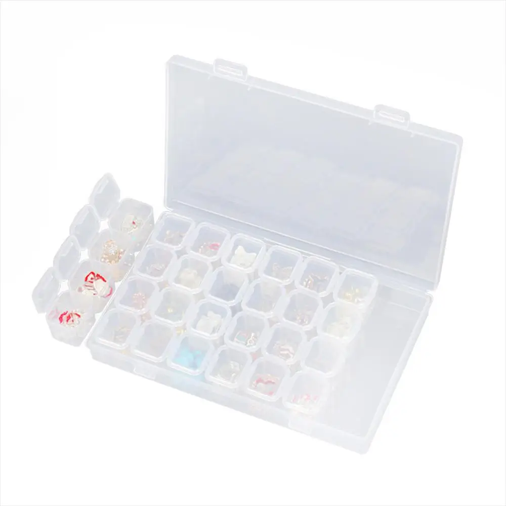 Пластиковая коробка для хранения ногтей 28 отсеков прозрачный Маникюрный