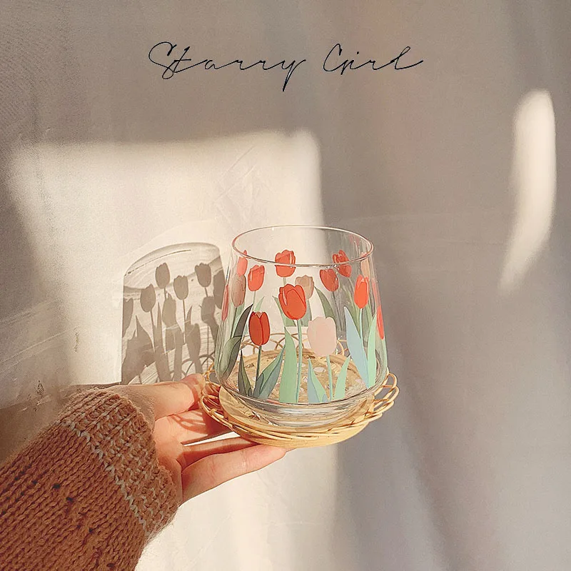 Корейская простая стеклянная чашка круглая креативная прозрачная для воды