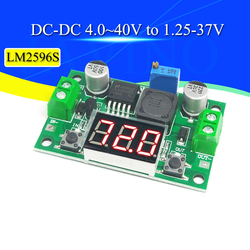 DC-DC понижающий модуль понижающий LM2596S DC/DC 4,0 ~ 40 до 1,25-37V Регулируемый Напряжение регулятор с светодиодный вольтметр Javino