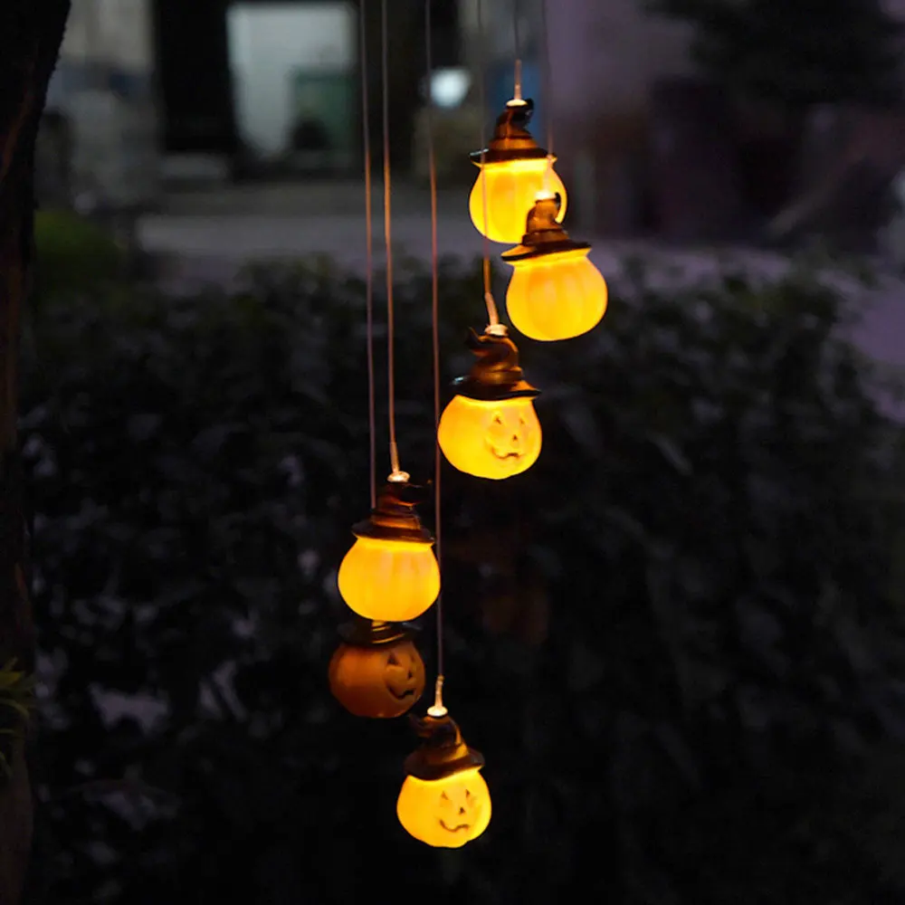 

1PC Garden LED Solar Wind Chime Gradient Colorful Solar Pumpkin Lamp