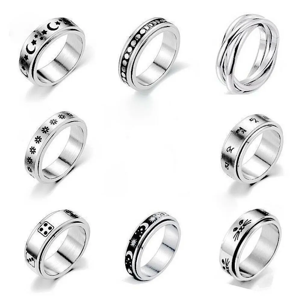 

2021 new Titanium steel rotating ring Double stainless steel ring Men's rotating ring Popular jewelry accessories