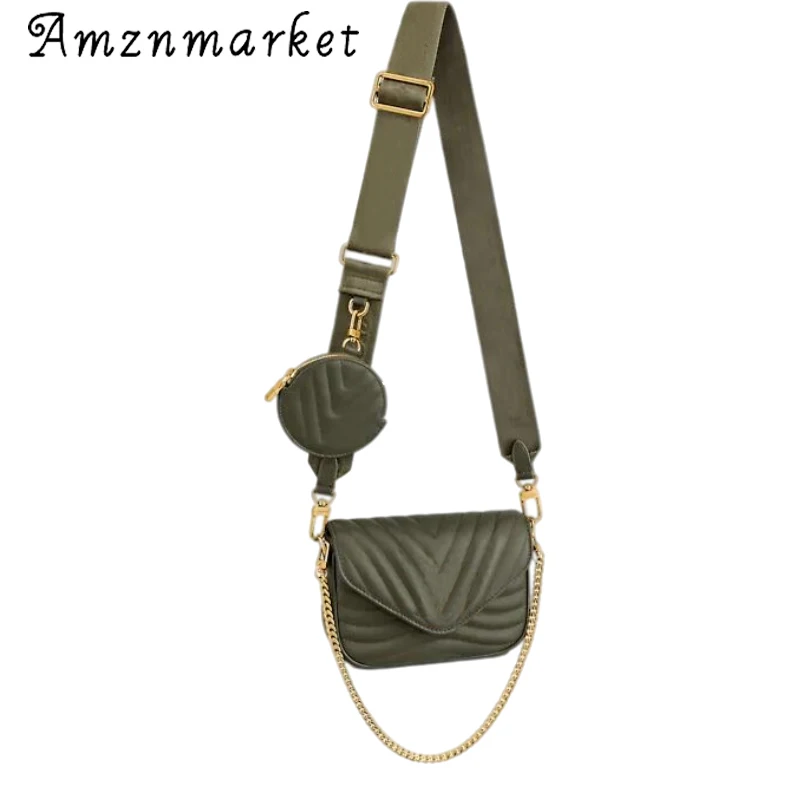 

Shoulder Bags Women's Wave Pattern Wide Shoulder Strap Embroidered Chain Crossbody Top Handle Bag Clutch Bags Round Coin Purse