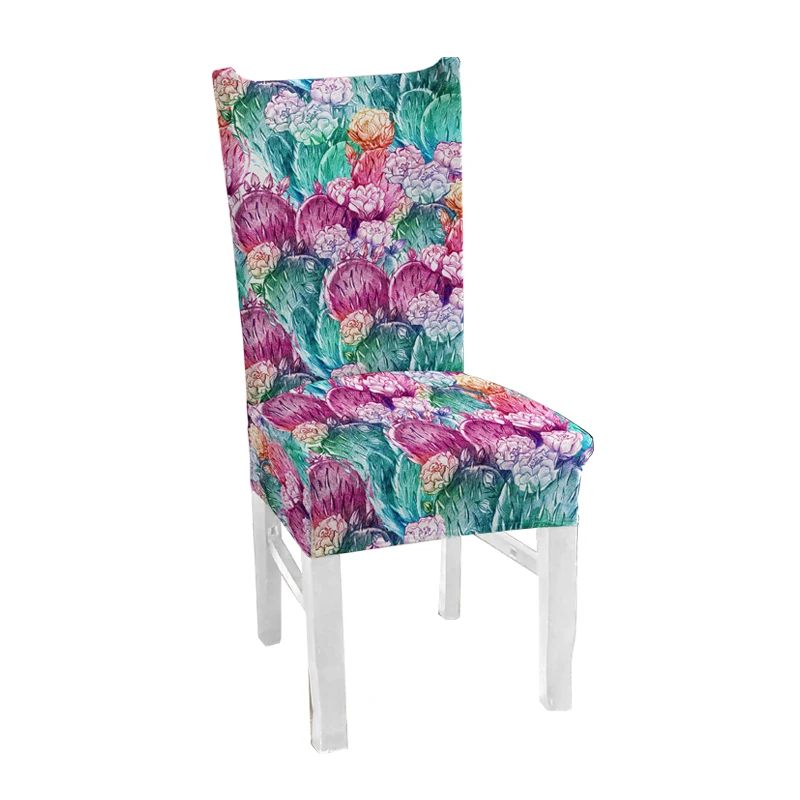 Свадебные чехлы на стулья с принтом кактуса эластичные из спандекса для столовой