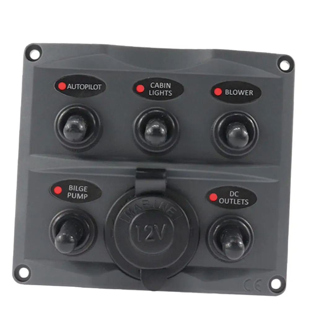 

5 Gang Circuit LED Marine Waterproof Toggle Switch Panel Fuse Power