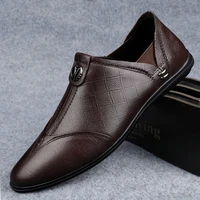 2022 style casual men shoes fashion genuine leather loafers slip on man brown black dress shoe size 37 46 driving shoes for male
