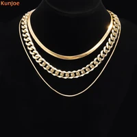 kunjoe punk hip hop curb cuban thick short choker necklace men simple chunky collar necklace women fashion jewelry party gift