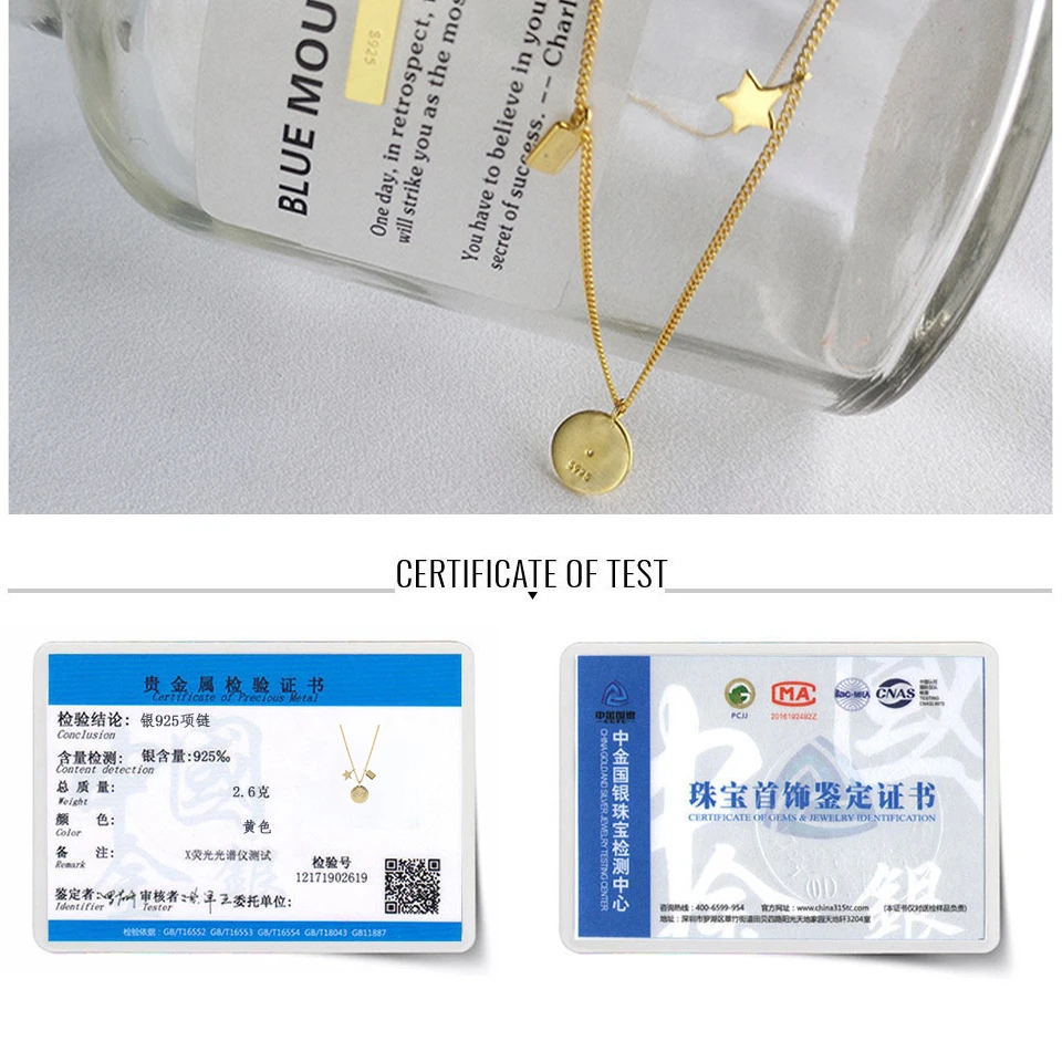 Женское ожерелье из серебра 925 пробы с подвеской звездами|Ожерелья| |