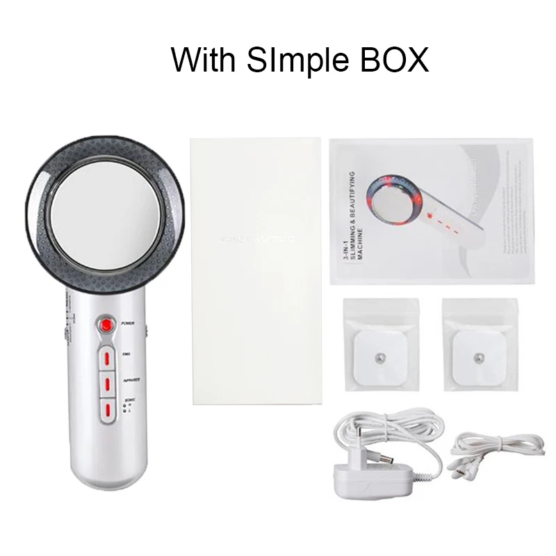 With Simple BOX Ультразвуковая кавитация, EMS, массажер для похудения, для потери веса, Антицеллюлитный жиросжигатель, инфракрасная ультразвуковая терапия, Прямая поставка - Color: With Simple BOX