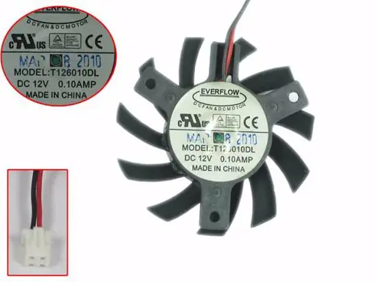 Everflow T126010DL DC 12 В 0 10 а 55 мм в диаметре. 40 c.t.c 2 провод Сервер вентилятор
