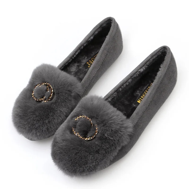 Натуральный мех обувь из материала на основе хлопка Женские большой размер 43