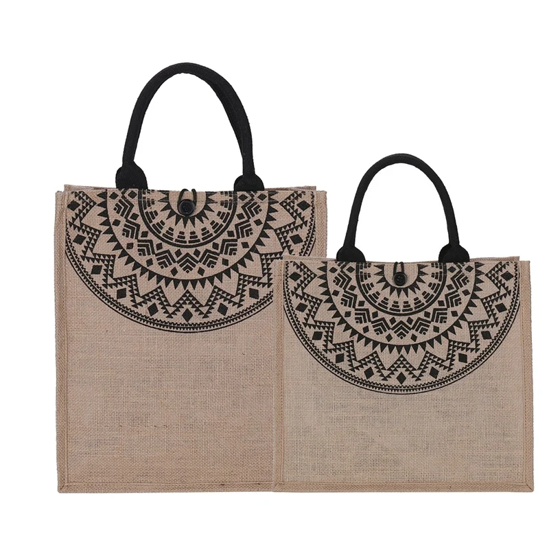 

NEW-Cotton Linen Japanese Ethnic Style Retro Handbag Reusable Unisex Khaki
