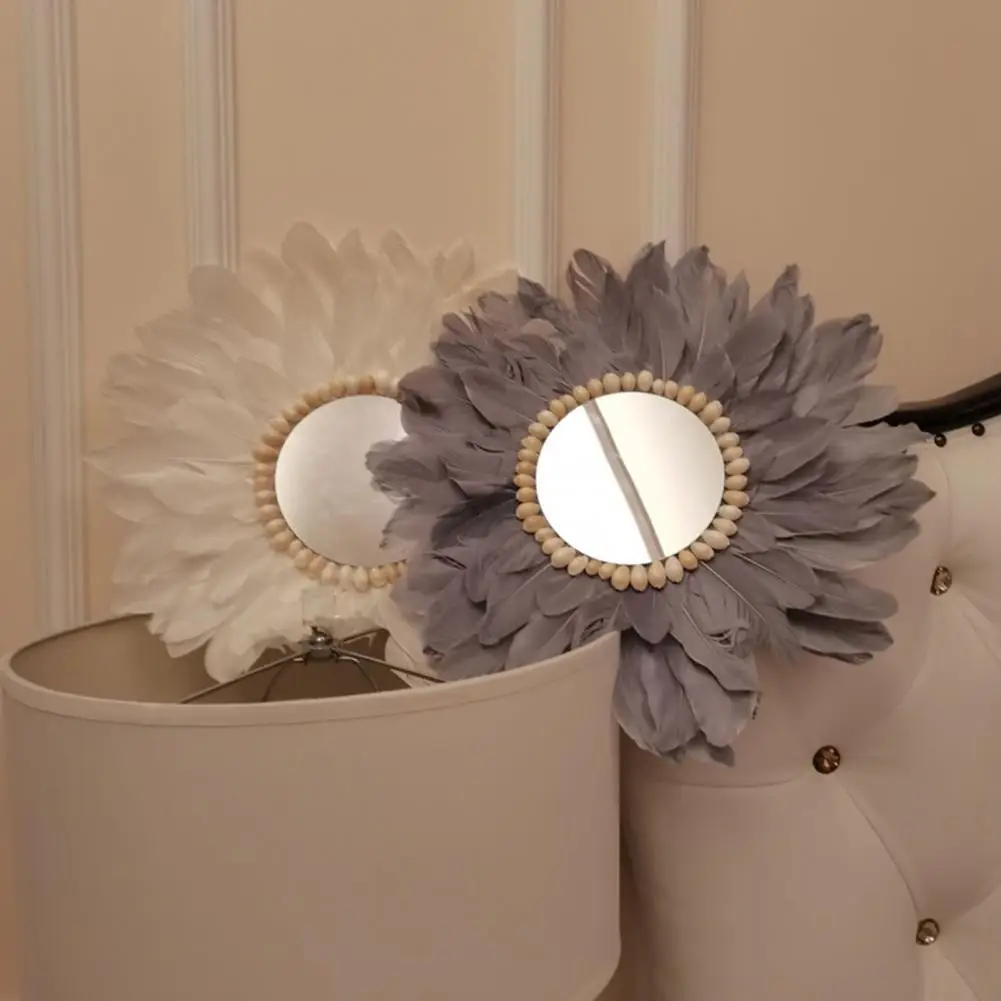 

Nordic Acrylic Mirror Feather Wall Decor Pendent Eye-catching Shapely Wear-resistant Feather Craft Hanging Ornament for Party