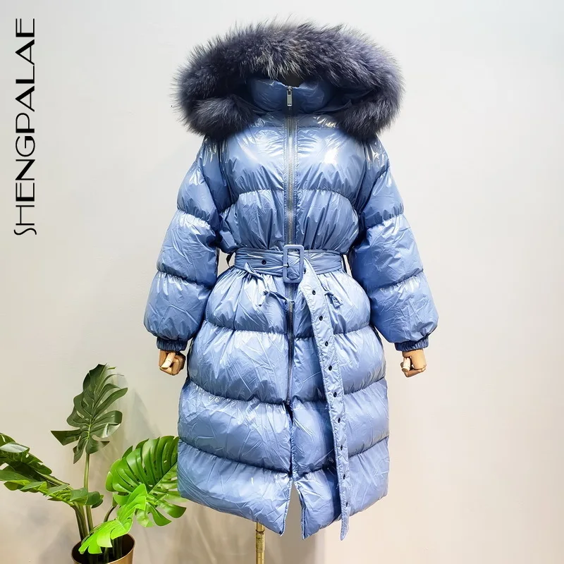 SHENGPALAE 2019 Новая модная зимняя куртка с капюшоном и меховым воротником на молнии
