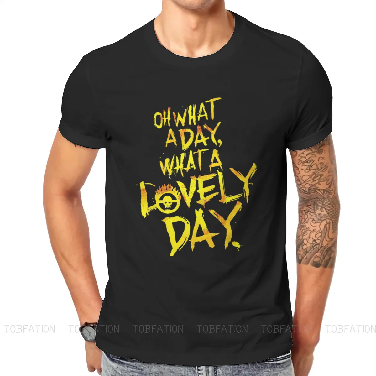 

Mad Max Rockatansky Benno Swaisey Film Fabric TShirt Fury Road What A Lovely Day Classic T Shirt Oversized Men Clothes Ofertas