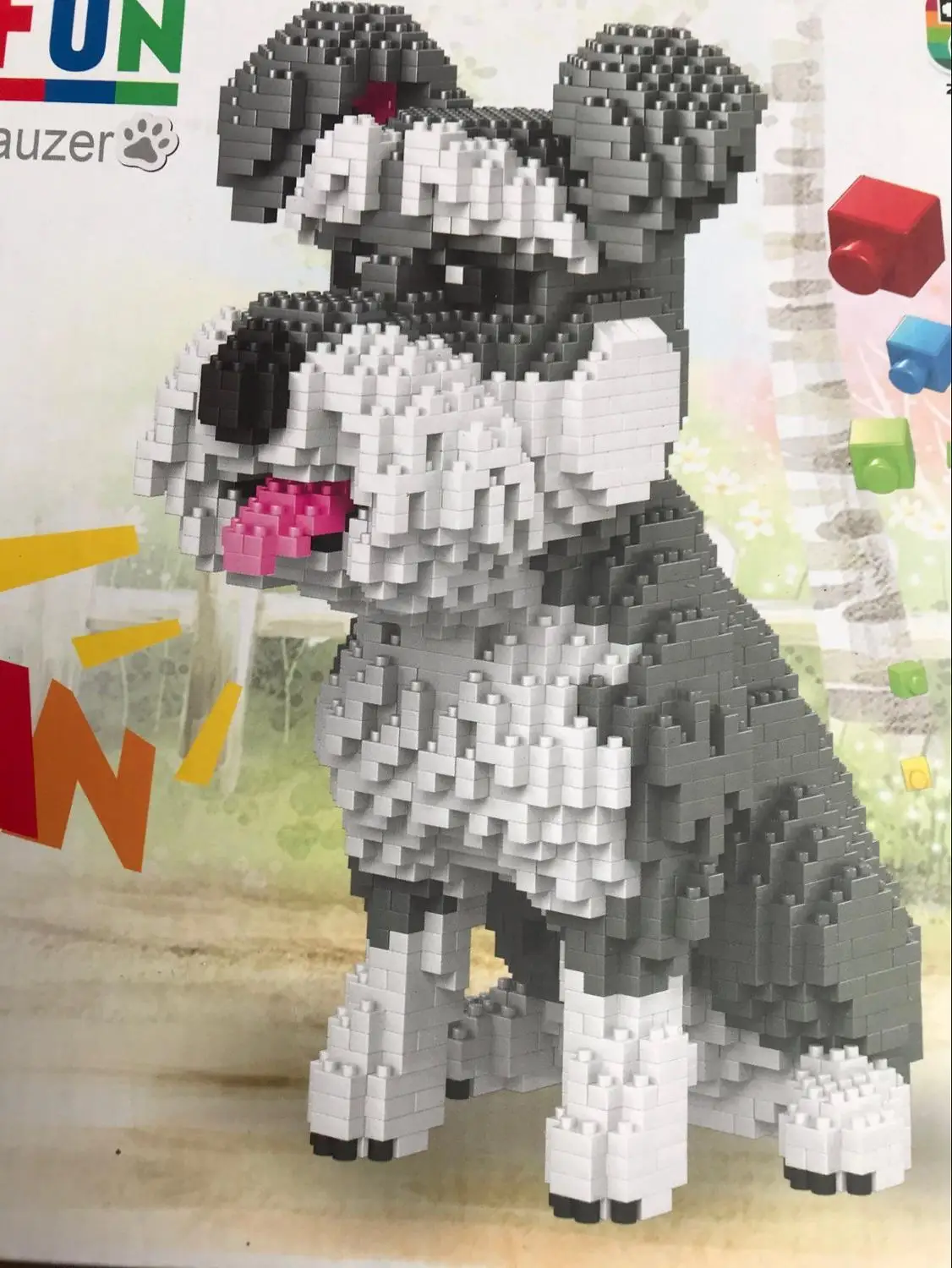 Алмазные блоки модель собаки маленькие игрушка шнауцера в сборе игрушки фигурки