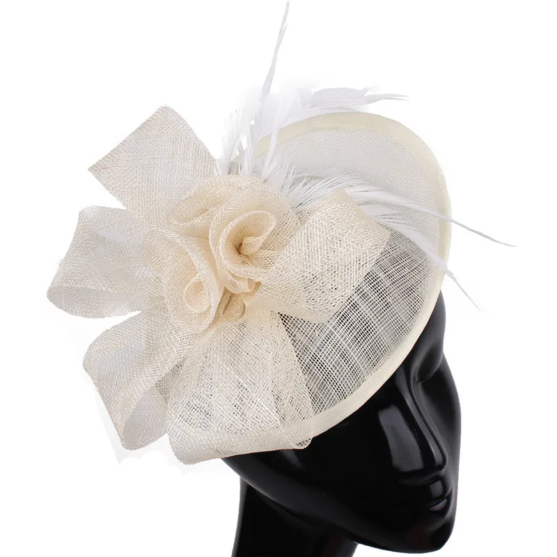 

Charming Sinamay Chic Fascinators Derby Wedding Women Fedora Hat Fancy Feather Female Ladies Headpieces Elegant Fancy Headbands