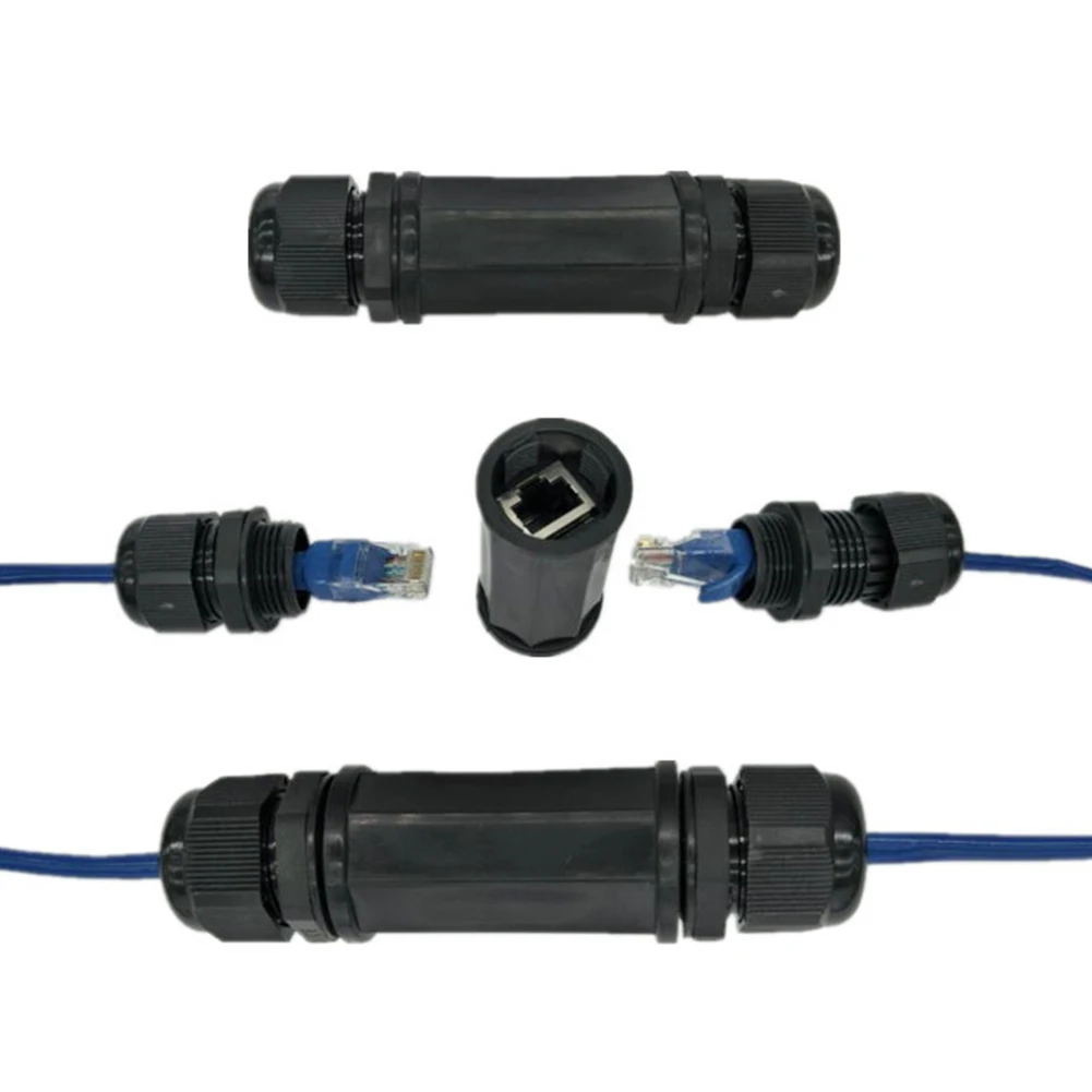Соединитель сетевого кабеля с двойной головкой Водонепроницаемый LAN RJ45 адаптер