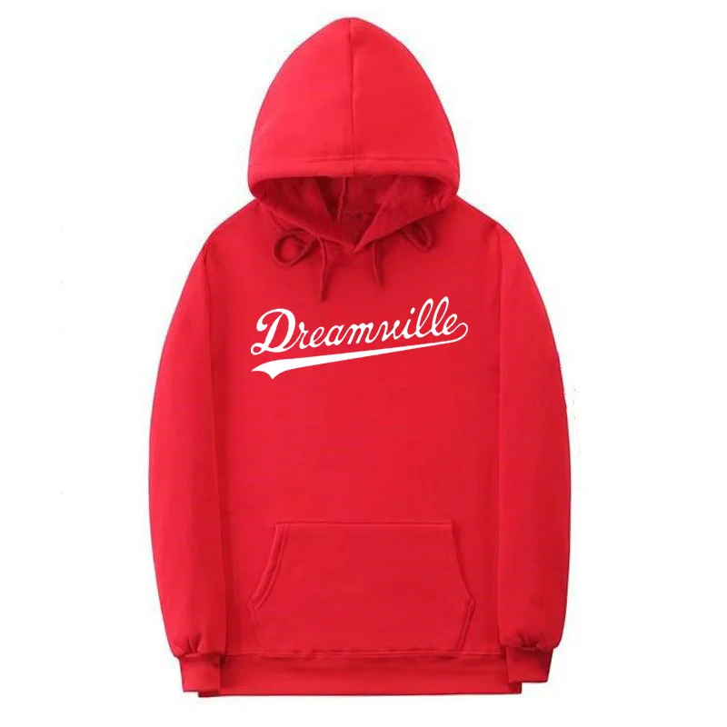Новинка; худи Для мужчин хип-хоп DREAMVILLE Коул Логотип с капюшоном Swag письмо флисовые J худи с принтом Cole зимние толстовки Мужские пуловер - Цвет: Red
