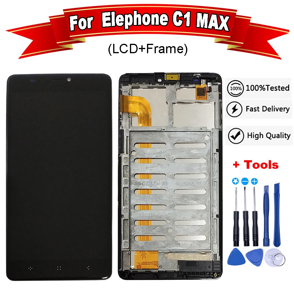 Для Elephone C1 Max ЖК дисплей + сенсорный экран в сборе с рамкой ремонт 6 0 дюймов для