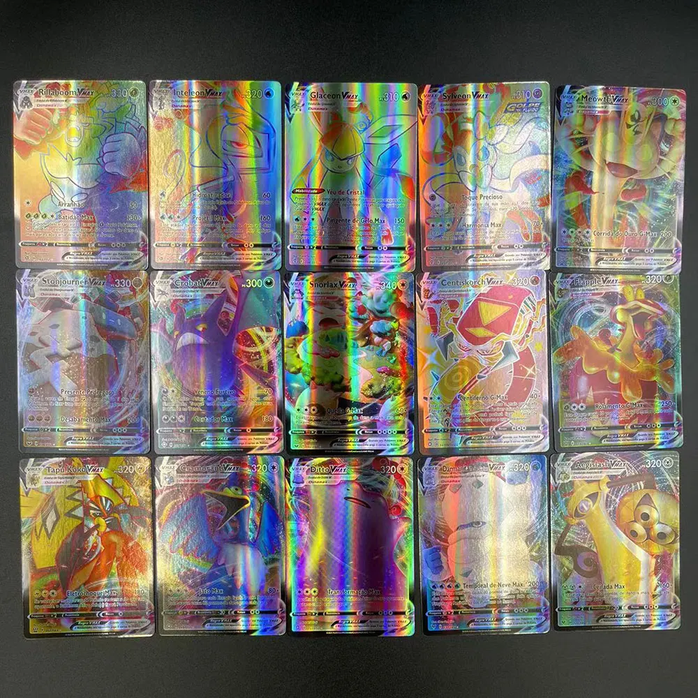 VMAX карты покемона в португальских торжествах голографические игральные EVS