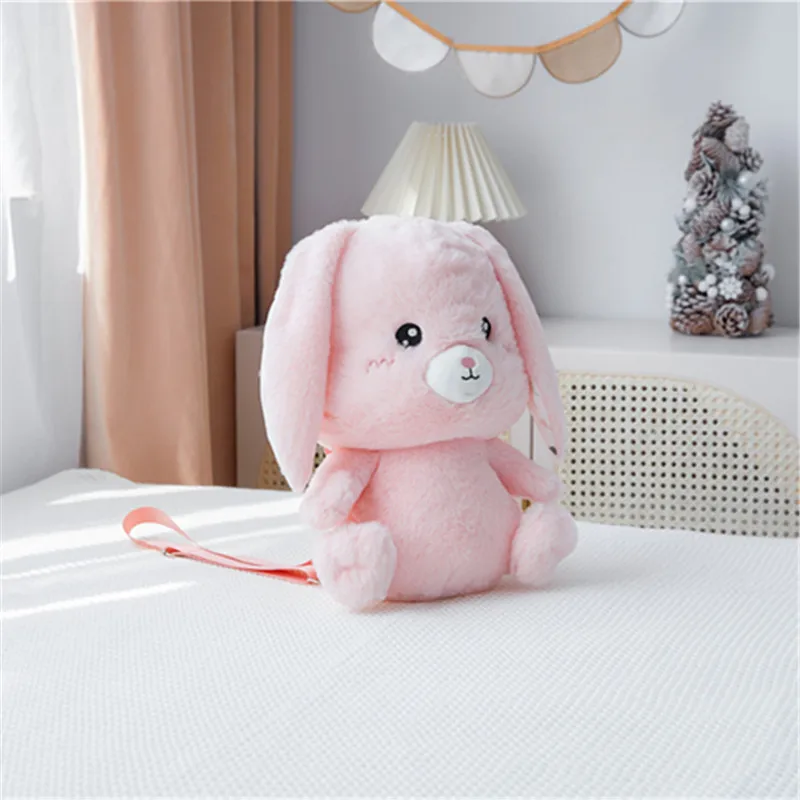 

38cm kawaii pink rabbit plush toy backpack левй Ѭкзак cute baby school bag girl mobile phone storage bag Mochila de felpa