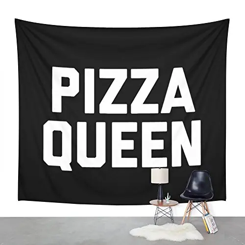 

Pizza Queen Funny Quote Tapestry Wall Hanging Polyester Home Bedroom Decor Bedspread Beach Mat Blanket Yoga Mat Dorm Decor