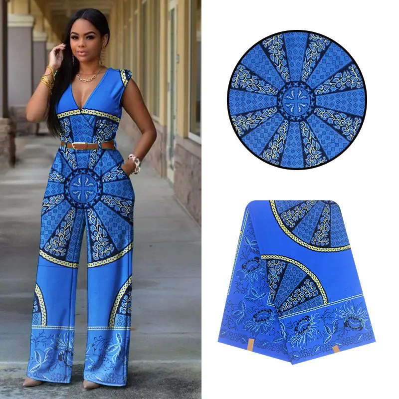 

African Fashion Wax Fabric For Clothes Blue Tissue Fabrics Guaranteed Printed Comfortable Real Wax Ankara Design Sewing 6 Yards